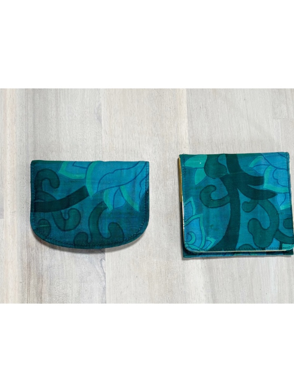 Teal Patterned Women's Wallet and Coin Pouch Set